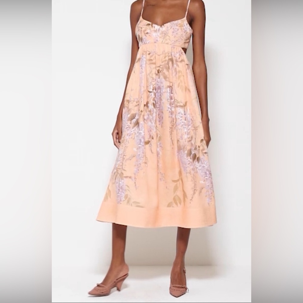 BNWT Zimmermann Rosa Linen Midi-Dress Size 0 (Fits like US 4)